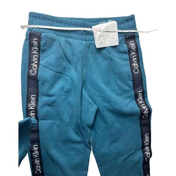 Calvin Klein Women's Fleece Logo Stripe Joggers NWOT TEAL SIZE XS - Picture 9 of 10